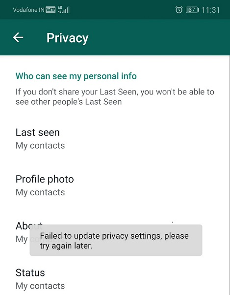 whatsapp last seen online typing issue