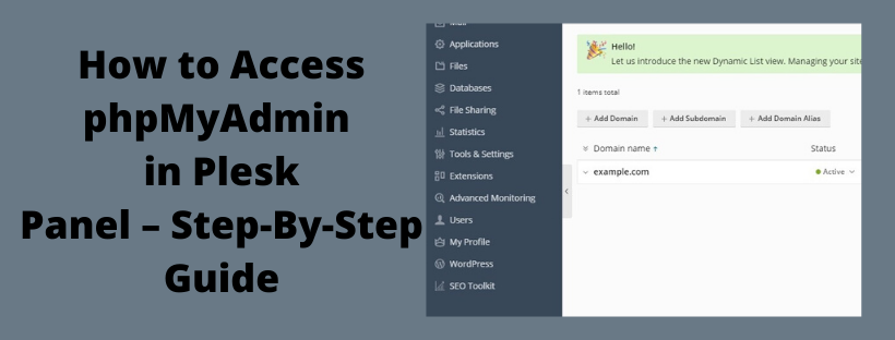 use phpmyadmin in plesk panel