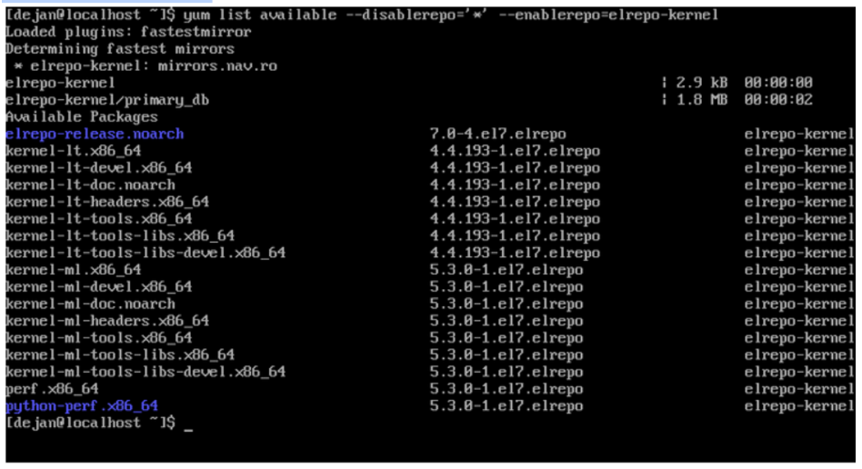 Upgrade Linux Kernel in CentOS