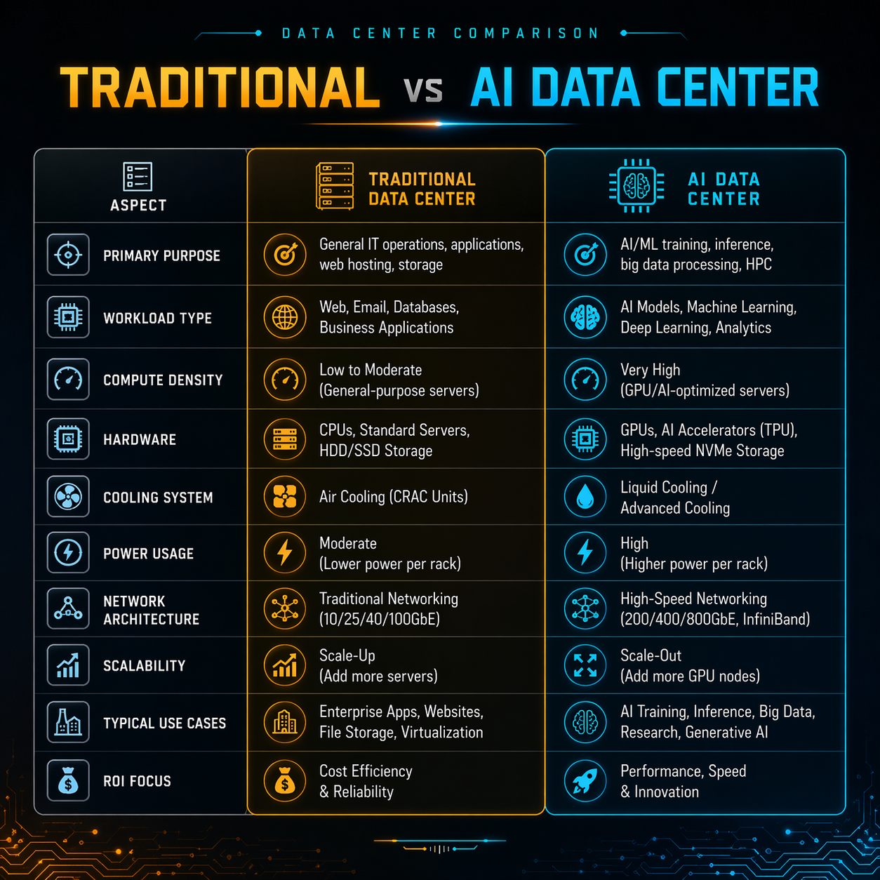 Traditional vs ai data center