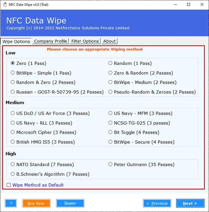 data wipe methods